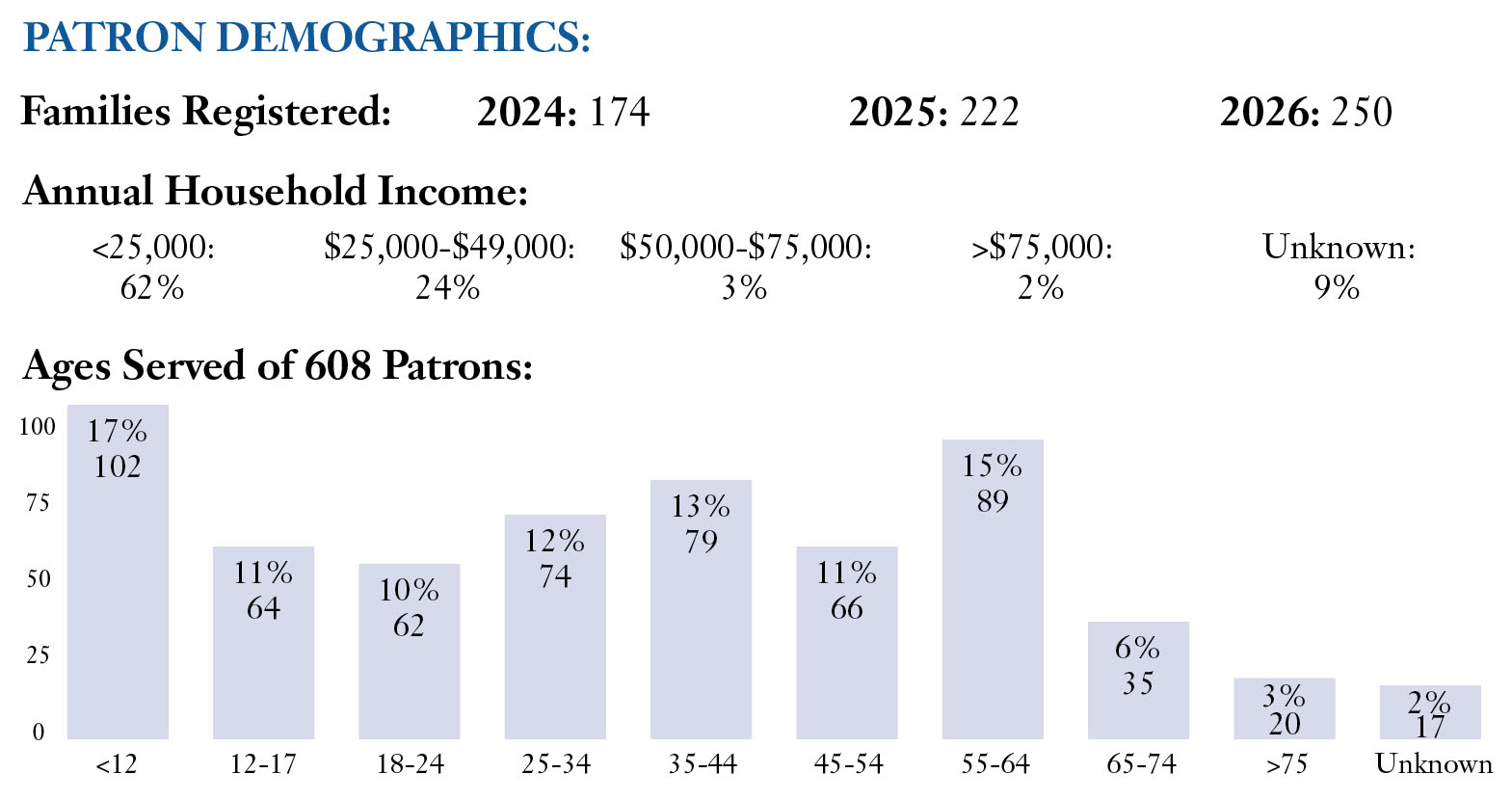 Chart of Patron Demographics from Ministries Unlimited